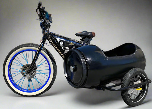 Custom barrel sidecar on ebike for large dogs