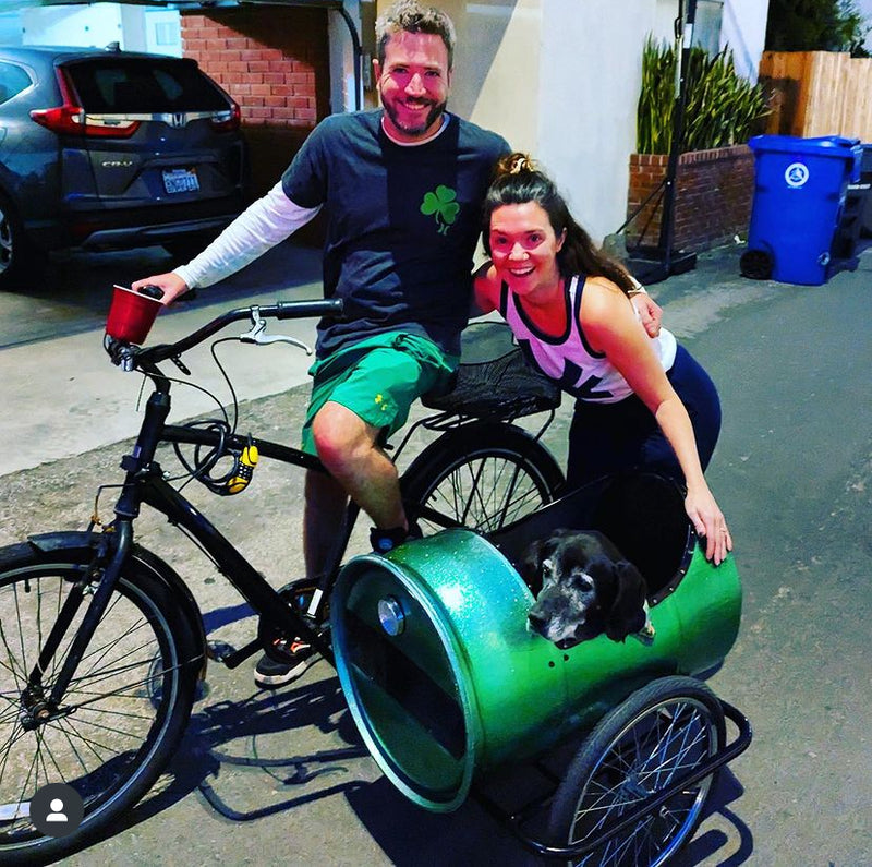 Barrel Bicycle Sidecar with Dog and Owners